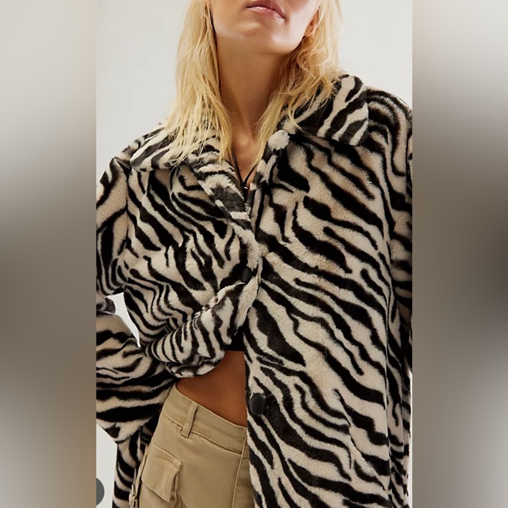 Free People Zebra Print Maxi Jacket